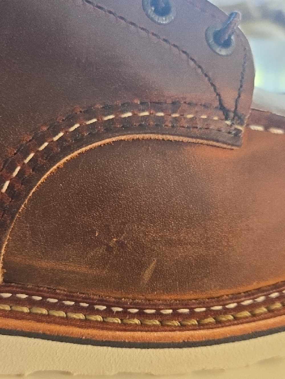 RED WING Men's Brown Leather Moc Toe Work Boots - Picture 9 of 16